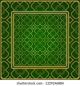 Design Of A Geometric Pattern. Vector. Repeating Sample Figure And Line. For Fashion Interiors Design, Wallpaper, Textile Industry. Green gold color.