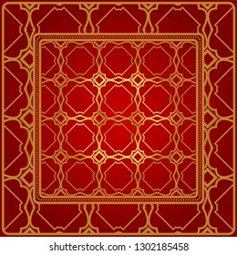 Design Of A Geometric Pattern. Vector. For Wallpaper, Flyer, Book, Brochure. Red gold color.