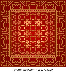 Design Of A Geometric Pattern. Vector. For Wallpaper, Flyer, Book, Brochure. Red gold color.