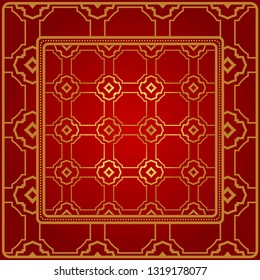 Design Of A Geometric Pattern. Vector. For Wallpaper, Flyer, Book, Brochure. Red gold color.