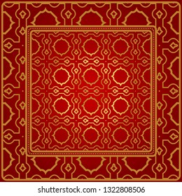 Design Of A Geometric Pattern. Vector. For Wallpaper, Flyer, Book, Brochure. Red gold color.