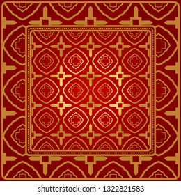 Design Of A Geometric Pattern. Vector. For Wallpaper, Flyer, Book, Brochure. Red gold color.