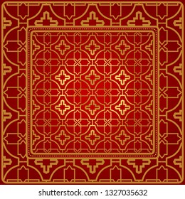 Design Of A Geometric Pattern. Vector. For Wallpaper, Flyer, Book, Brochure. Red gold color.