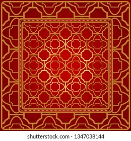 Design Of A Geometric Pattern. Vector. For Wallpaper, Flyer, Book, Brochure. Red gold color.