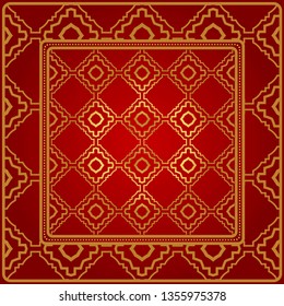 Design Of A Geometric Pattern. Vector. For Wallpaper, Flyer, Book, Brochure. Red gold color.