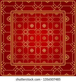 Design Of A Geometric Pattern. Vector. For Wallpaper, Flyer, Book, Brochure. Red gold color.