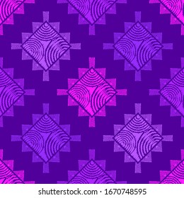 Design of geometric shapes. Mosaic of ethnic figures. Seamless pattern. Vector illustration for web design or print.