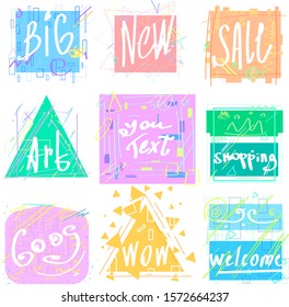 Design geometric shapes with text.