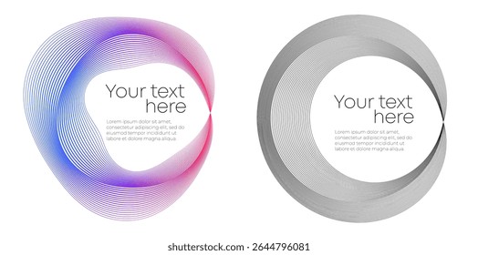 Design geometric wavy lines elements, spiral, frame, circle Futuristic Abstract Line Art for Tech Branding, Infographic Layouts, Modern UI UX Interfaces, Yoga, Wellness, Relaxation, Healthy background