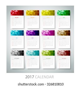 Design Geometrical calendar of 2017, Happy new year 2017 greeting card, Vector illustration eps10