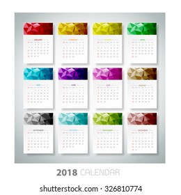Design Geometrical calendar of 2018. Vector eps10.
