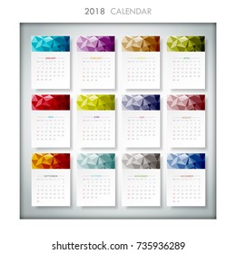 Design geometrical calendar of 2018. Vector illustration