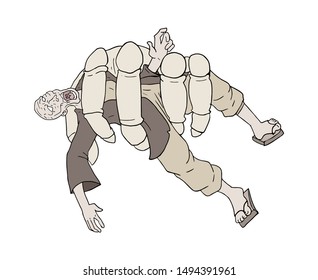 Design of giant hand catching a man