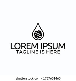 Design a giant water drop logo with an abstract mandala icon in it.