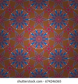 Design gift wrapping paper, greeting cards, posters and banner design. Flowers on colorful background. Vector flat flowers seamless pattern.