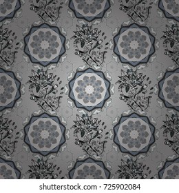 Design gift wrapping paper, greeting cards, posters and banner design. Flowers on neutral, gray and black colors. Vector flat flowers seamless pattern.