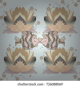 Design gift wrapping paper, greeting cards, posters and banner design. Flowers on neutral, beige and gray colors. Vector flat flowers seamless pattern.