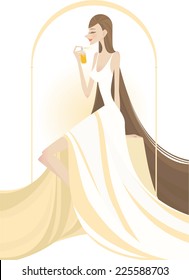 design girl putting on perfume vector illustration