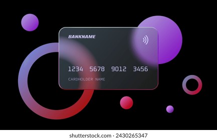 Design glass effect credit card. Glassmorphism effect. Vector EPS 10