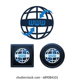 Design of globe shaped www icons on white background. Isolated vector illustrations.