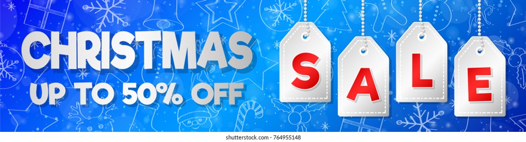 Design of glossy banner for Christmas Sale. Vector.
