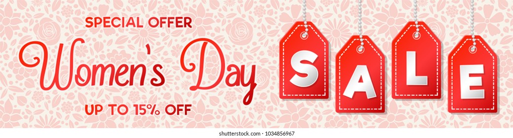 Design of a glossy banner for Women's Day. Vector.