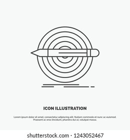 Design, goal, pencil, set, target Icon. Line vector gray symbol for UI and UX, website or mobile application