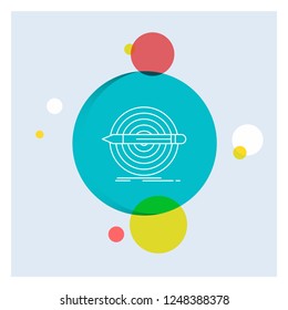 Design, goal, pencil, set, target White Line Icon colorful Circle Background