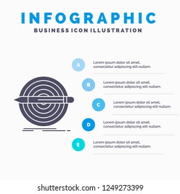 Design, goal, pencil, set, target Infographics Template for Website and Presentation. GLyph Gray icon with Blue infographic style vector illustration.