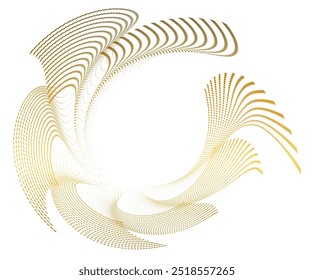 Design Gold for Cosmetics, Beauty, Spa, Wellness, Relaxation for Web-design, Banner, Brochure, package. Icon, Logo, Background made of Circular Dots, Lines, and Spirals. Patterns Geometric Lines