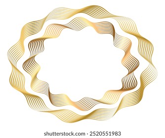 Design gold element for Flowing Lines, Textile Design, Interior, Home Decor, Beauty for Banner, Web-design, Presentation, package. Icon, Logo, and Background made of Circular Dots, Lines, and Spirals