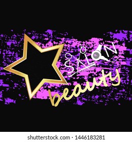 Design with a gold star for beauty and hairstyles