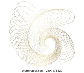 Design golden Wave Lines, spiral geometric for Jewelry, Fashion, Wedding, Beauty, Home Decor business. Icon, Logo, and Background made of Circular Dots, Lines, and Spirals. Branding Frame border