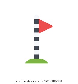 El diseño de las banderas de golf portan ilustración vectorial de icono plano, este vector es adecuado para iconos, logos, ilustraciones, pegatinas, libros, cubiertas, etc.
