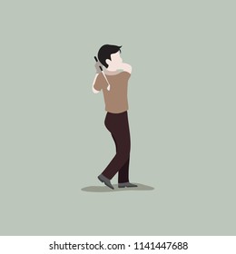 Design a golf player on a simple green background.