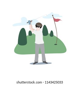 Design a golf player on a simple white background.