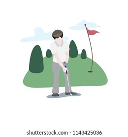 Design a golf player on a simple white background.