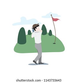 Design a golf player on a simple white background.