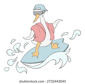 Design de desenho de mão de ganso surf