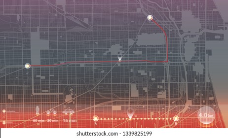 design gps map city chicago . beautiful line neon background.
