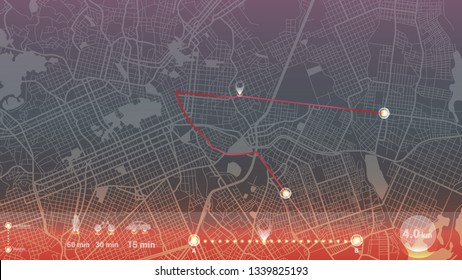design gps map city curtiba. beautiful line neon background.