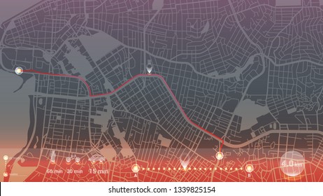 design gps map city porty alegre . beautiful line neon background.