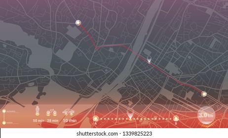 design gps map city ville. beautiful line neon background.