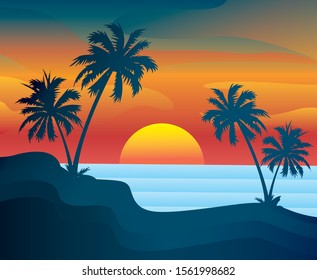 Design gradient sunset sky background vector