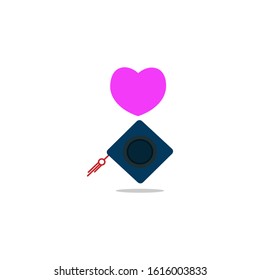 Design a graduation hat icon template on Valentine's Day
