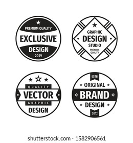 Design graphic badge logo vector set in retro vintage style. Premium quality, exclusive brand. Emblem template collection. 