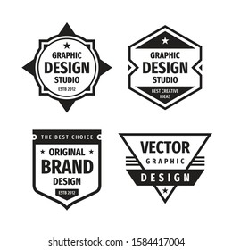 Design graphic badge logo vector set in retro vintage style. Original brand design. The best choice. Emblem template collection. 