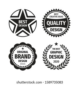 Design graphic badge logo vector set in retro vintage style. Original brand design. The best creative ideas. Emblem template collection. 