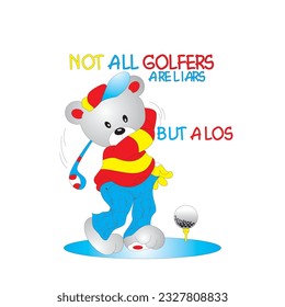 design graphic bear playing golf vector