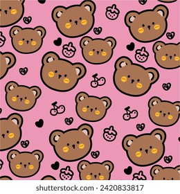 design graphic bear and strawberry vector art